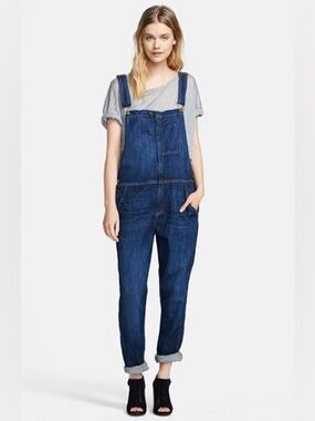 Current/Elliott Dark Blue Denim ranch hand Overalls